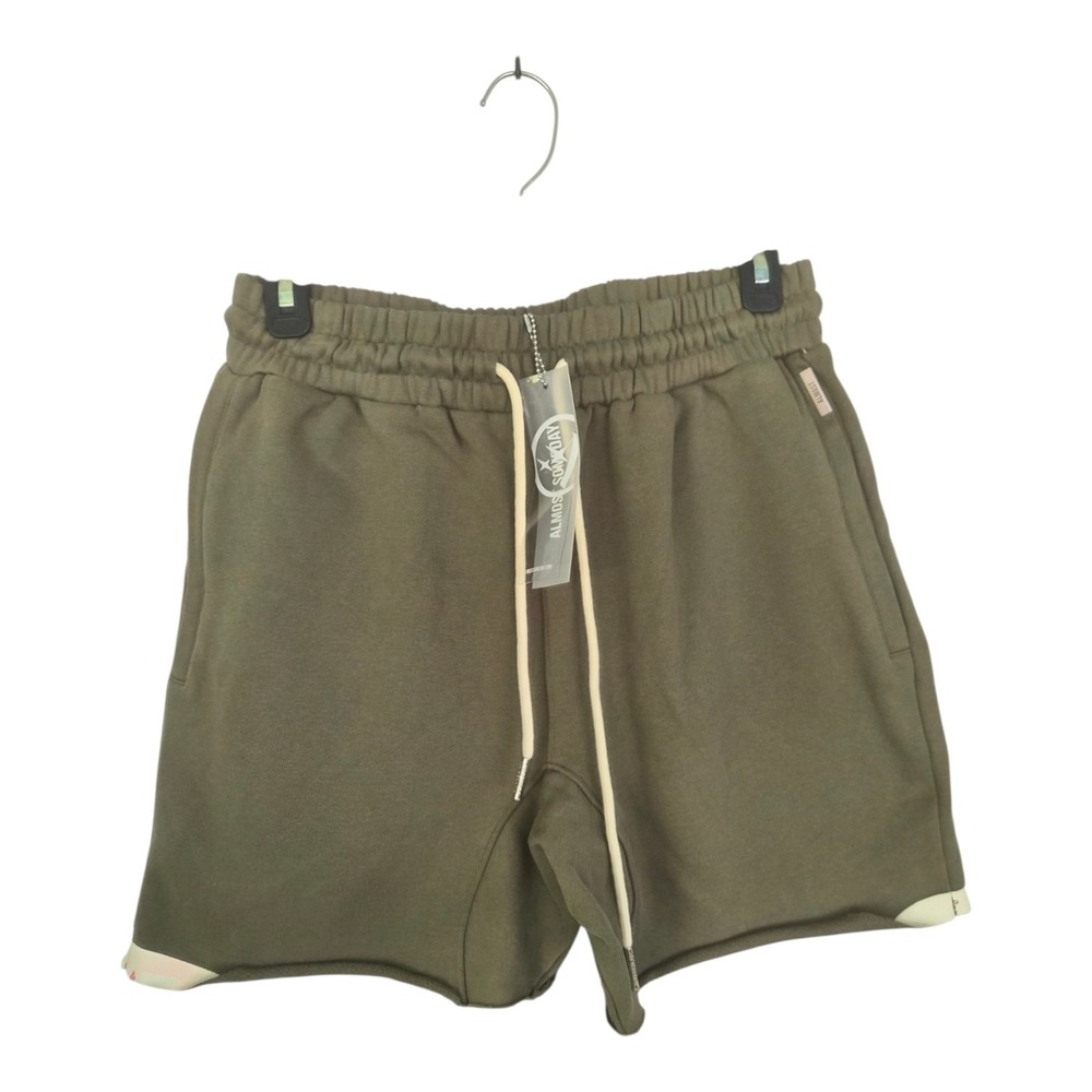 Almost Someday Men's Medium Olive Green Sweat Shorts Raw Hem Drawstring NWT